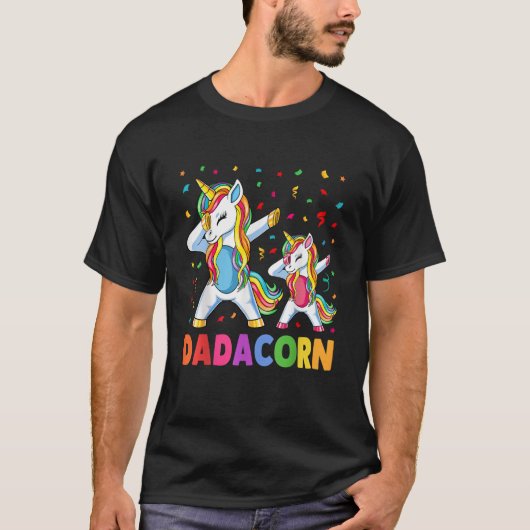 Daddy Unicorn Dadacorn Vaderdag Papa Verjaardag T-shirt (Voorkant)