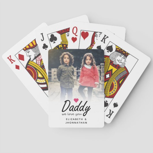 Daddy we love you Script Simple Father Photo  Pokerkaarten (Achterkant)