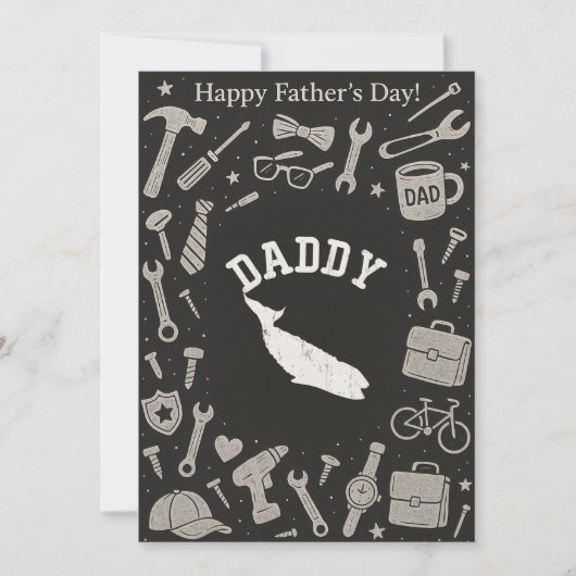 Daddy Whale Vist Reel Cool Dad Vaders Day Gift Kaart (Voorkant)