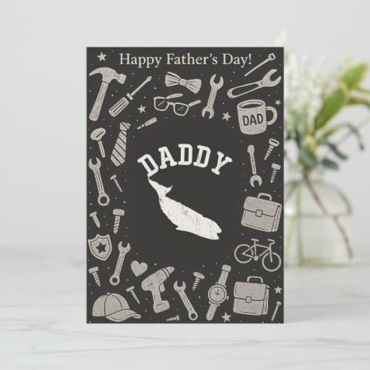 Daddy Whale Vist Reel Cool Dad Vaders Day Gift Kaart (Staand voorkant)