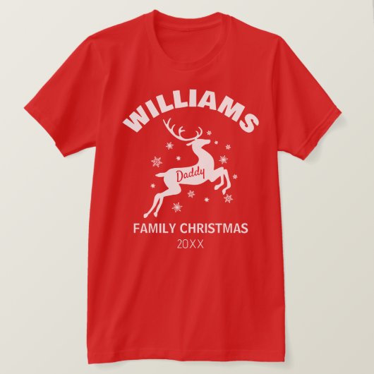 Daddy Winter Reindeer Familie Kerst T-shirt (Design voorkant)
