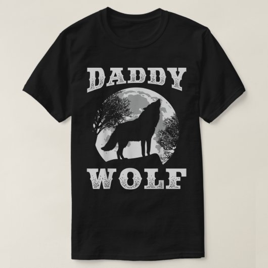 Daddy Wolf Moon Silhouette Design T-shirt (Design voorkant)