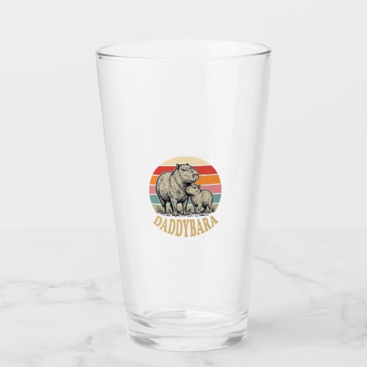 Daddybara Capybara Papa Vintage Sunset Shirt_1 Glas (Voorkant)