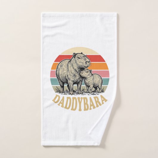 Daddybara Capybara Papa Vintage Sunset Shirt_1 Handdoek (Handdoek)