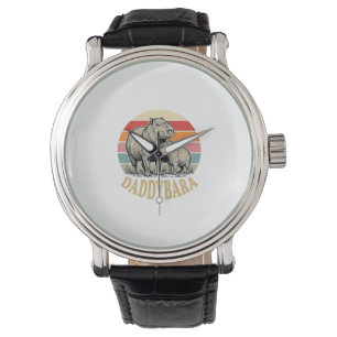 Daddybara Capybara Papa Vintage Sunset Shirt_1 Horloge