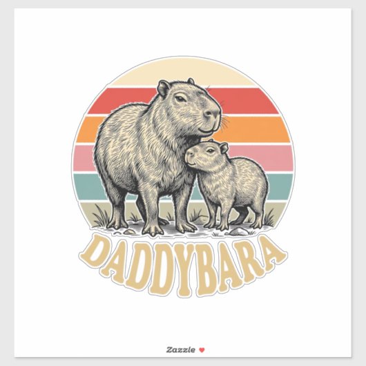 Daddybara Capybara Papa Vintage Sunset Shirt_1 Sticker (Vel)