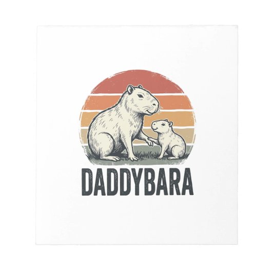 Daddybara Capybara Vintage Sunset Shirt Ontwerp_1 Notitieblok (Voorkant)