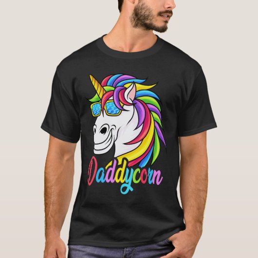 Daddycorn Funny Unicorn Dad Vaderdag Gift T-shirt (Voorkant)