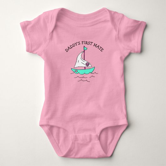 Daddy's eerste stuurman zeilboot baby meisje romper (Voorkant)