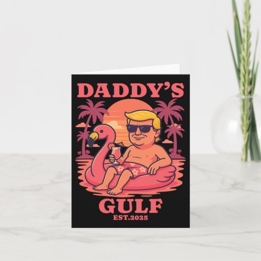 Daddy's Gulf 2025 Funny Daddy Trump Daddys Retro V Kaart (Voorkant)