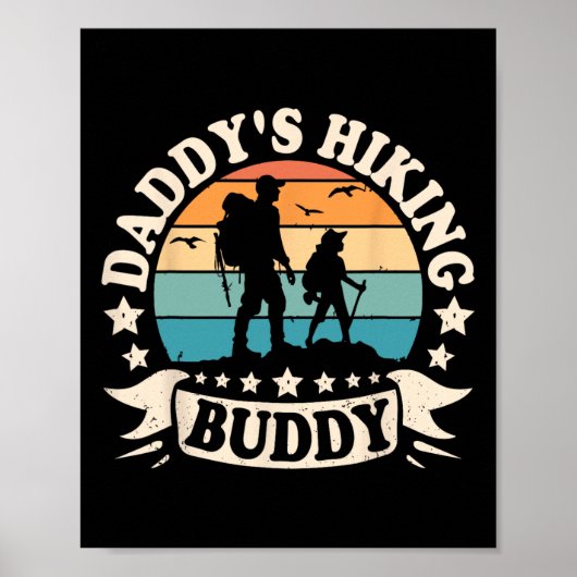 Daddy's Hiking Buddy Hiker Dad Kids Boys For Fathe Poster (Voorkant)