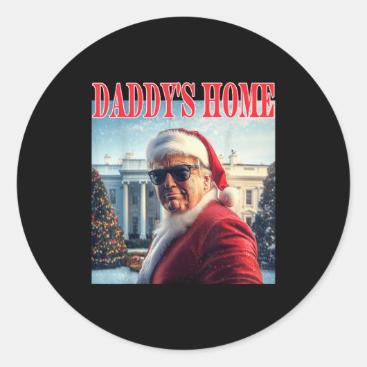 Daddy's Home Trump 2024 Gewonnen Kerstman Kerstmis Ronde Sticker (Voorkant)