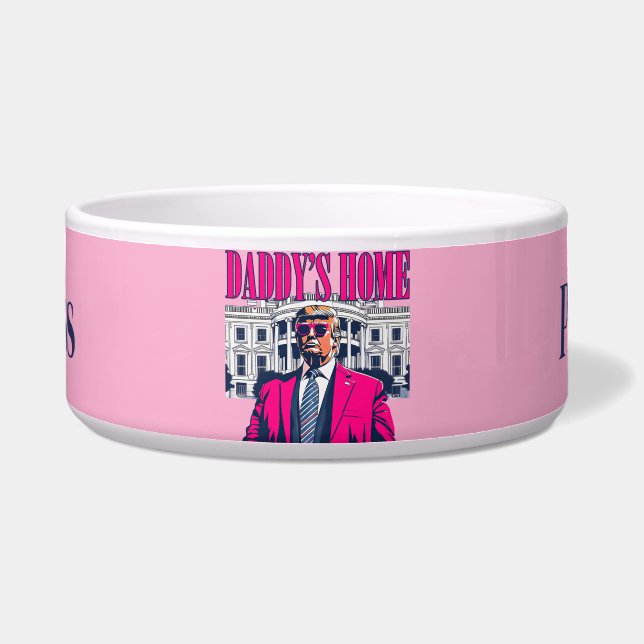 Daddy's Home Trump gepersonaliseerd roze Voerbakje (Voorkant)