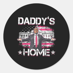 Daddys Home Trump Roze 2024 Grappig Trump Take Ame Ronde Sticker