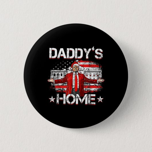 Daddys Home Trump Xmas 2024 Funny Trump Take Ameri Ronde Button 5,7 Cm (Voorkant)