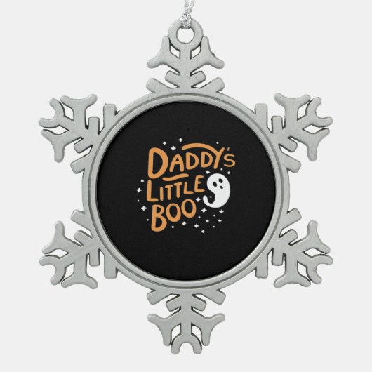 Daddys Little Boo Happy Halloween Style Tin Sneeuwvlok Ornament (Voorkant)