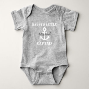 Daddy's Little Captain Sweet Nautical White Anchor Romper