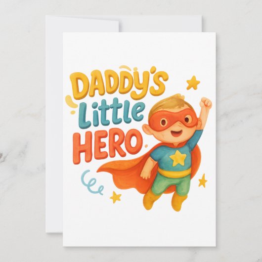 Daddy's Little Hero - Super Kind Cartoon Design Save The Date (Voorkant)