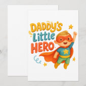 Daddy's Little Hero - Super Kind Cartoon Design Save The Date (Voorkant / Achterkant)