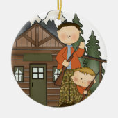 Daddys Little Hunter Rustic Log Cabin  Keramisch Ornament (Voorkant)