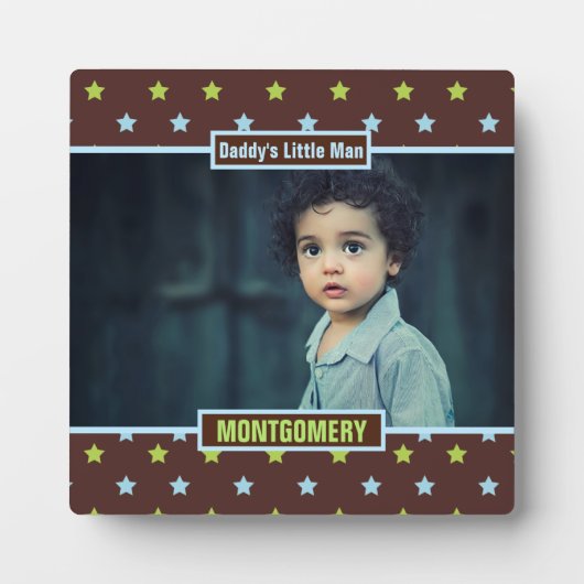 Daddys Little Man Brown Stars and Boys Photo Fotoplaat (Voorkant)