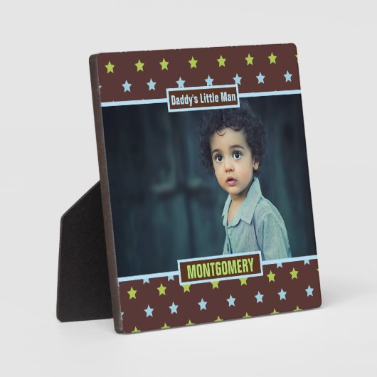 Daddys Little Man Brown Stars and Boys Photo Fotoplaat (Voorkant)