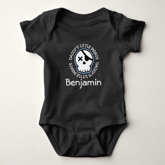 Daddys Little Pirate Skull gepersonaliseerd T-shir Romper (Voorkant)