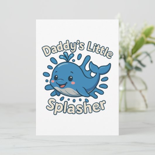 Daddy's Little Splasher Schattigee Baby Whale Kaart (Staand voorkant)