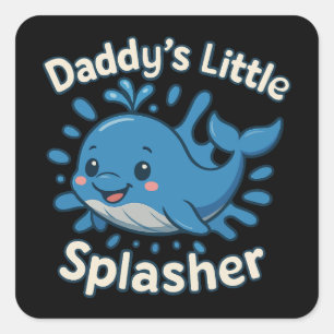 Daddy's Little Splasher Schattigee Baby Whale Vierkante Sticker