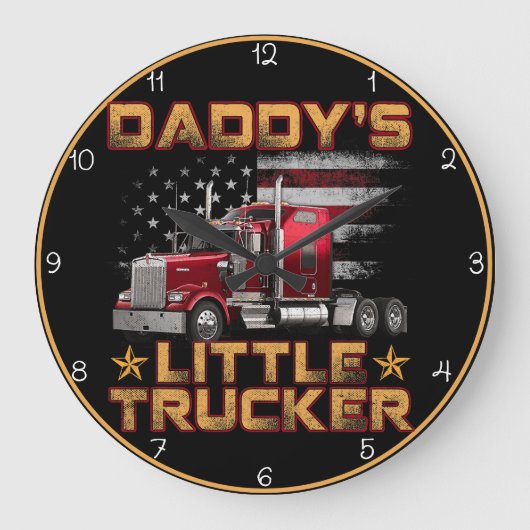 Daddy's Little Trucker Amerikaanse vlag Grote Klok (Voorkant)