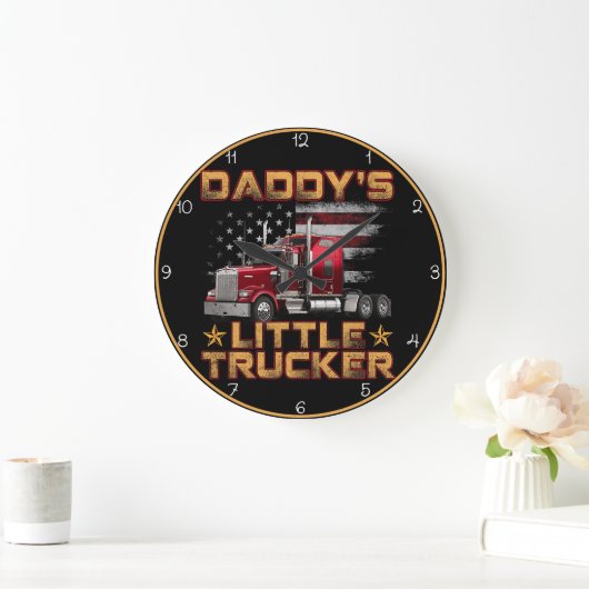 Daddy's Little Trucker Amerikaanse vlag Grote Klok (Huis)