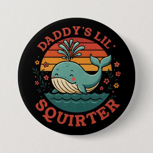 Daddys Little Whale Ronde Button 7,6 Cm (Voorkant)