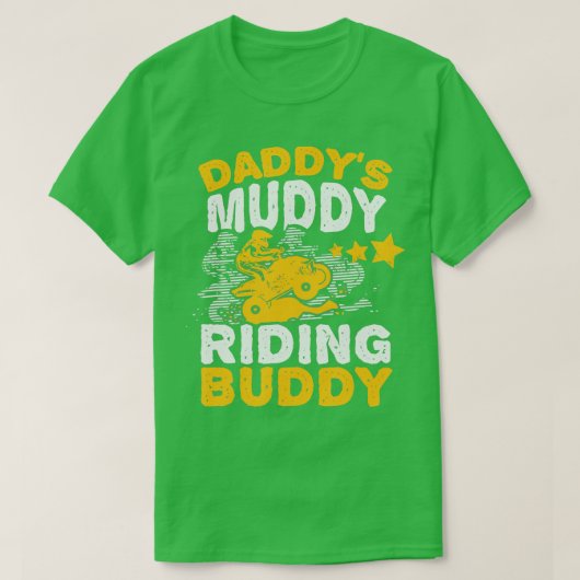 Daddys Muddy Riding Buddy Father Son Quad Bike ATV T-shirt (Design voorkant)