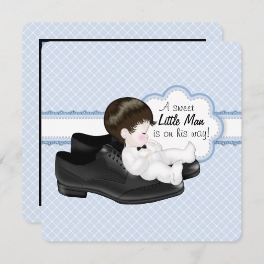 Daddys Shoes Little Man Baby shower Kaart (Voorkant / Achterkant)