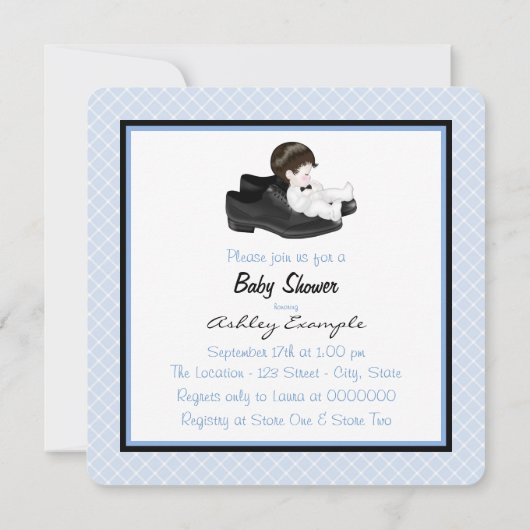 Daddys Shoes Little Man Baby shower Kaart (Achterkant)