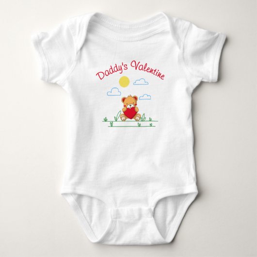 Daddy's Valentijnsdag - Knuffelende teddybeer met  Romper (Voorkant)