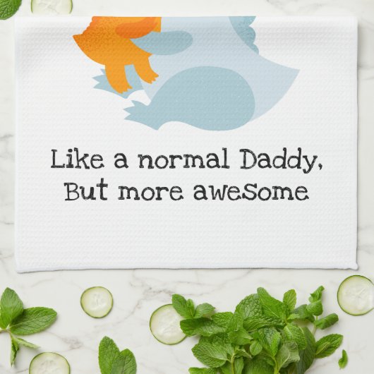 Daddysaurus als een normale papa, maar Geweldige Theedoek (Gevouwen)