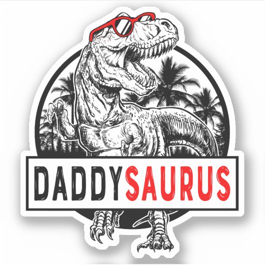 Daddysaurus Daddy Saurus T Rex Vaderdag 1WH1 Sticker (Voorkant)