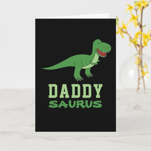 Daddysaurus Dinosaur T-Rex Dino Dad Vaderdag Kaart (Gele Bloem)