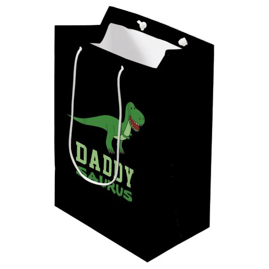 Daddysaurus Dinosaur T-Rex Dino Papa Vaderdag Medium Cadeauzakje (Voorkant Gekanteld)