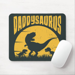 Daddysaurus Dinosauriërs Vader Papa Zwart Geel Muismat