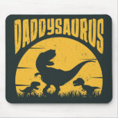 Daddysaurus Dinosauriërs Vader Papa Zwart Geel Muismat (Voorkant)