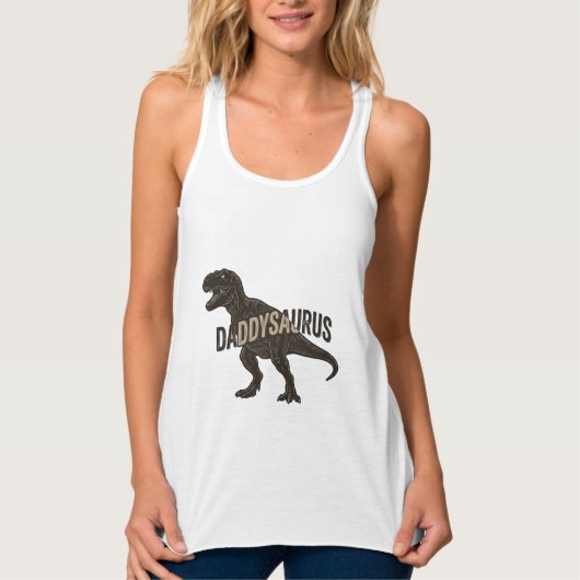 Daddysaurus Dinosaurus Vintage Gravure Shirt Ontwe (Voorkant)
