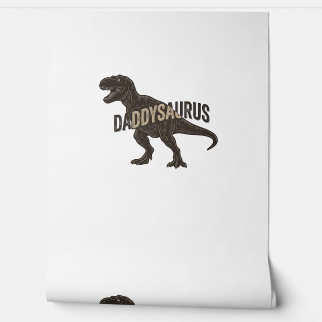 Daddysaurus Dinosaurus Vintage Gravure Shirt Ontwe Behang (Afrollen)