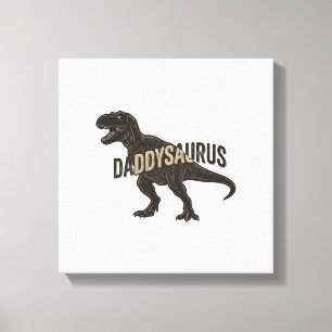 Daddysaurus Dinosaurus Vintage Gravure Shirt Ontwe Canvas Afdruk