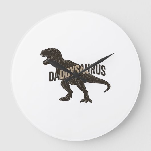 Daddysaurus Dinosaurus Vintage Gravure Shirt Ontwe Grote Klok (Voorkant)