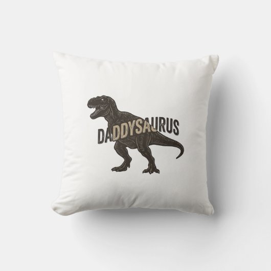 Daddysaurus Dinosaurus Vintage Gravure Shirt Ontwe Kussen (Voorkant)