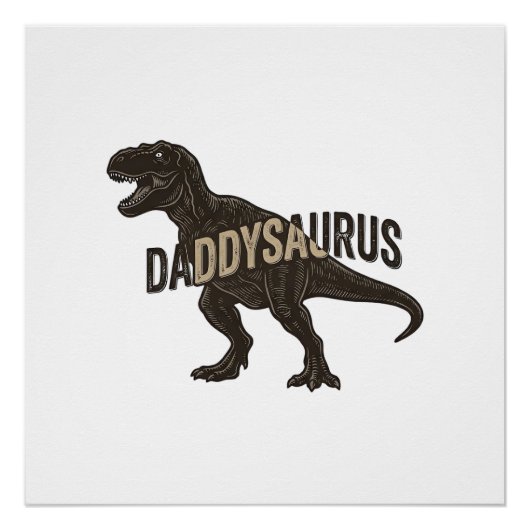Daddysaurus Dinosaurus Vintage Gravure Shirt Ontwe Perfect Poster (Voorkant)