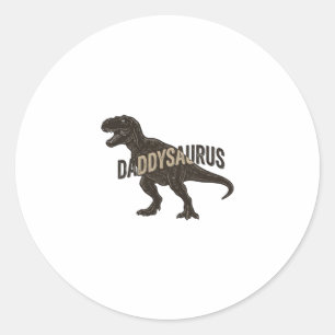 Daddysaurus Dinosaurus Vintage Gravure Shirt Ontwe Ronde Sticker