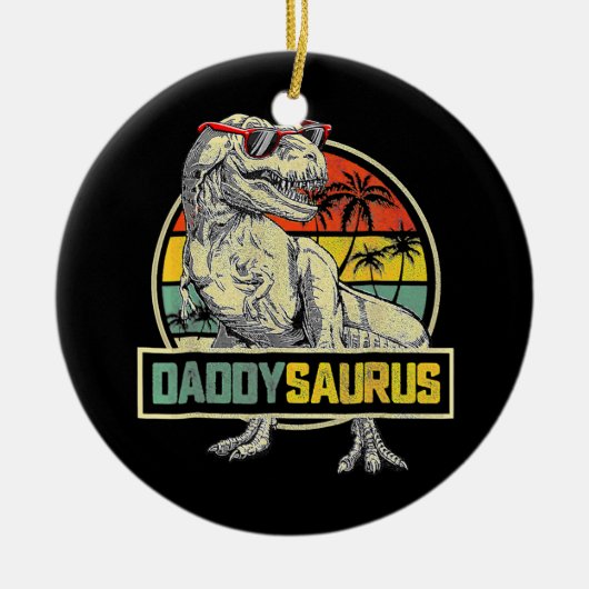 Daddysaurus Funny T Rex Dinosaur Pap  Keramisch Ornament (Voorkant)
